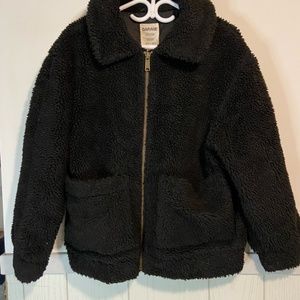 Black Garage Sherpa Faux Fur Teddy Coat